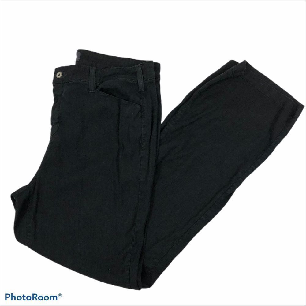 NYDJ Black Linen Blend Pants Size 16 Lift Tuck